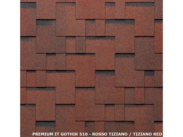 Gont Bitumiczny TEGOLA GOTHIK Premium - TIZIANO RED 510 Gont Bitumiczny TEGOLA GOTHIK Premium - TIZIANO RED 510