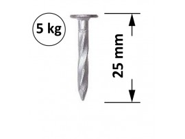 Gwoździe stalowe skręcane cynkowane - 25 mm (z poszerzanym łbem płaskim) 5 kg